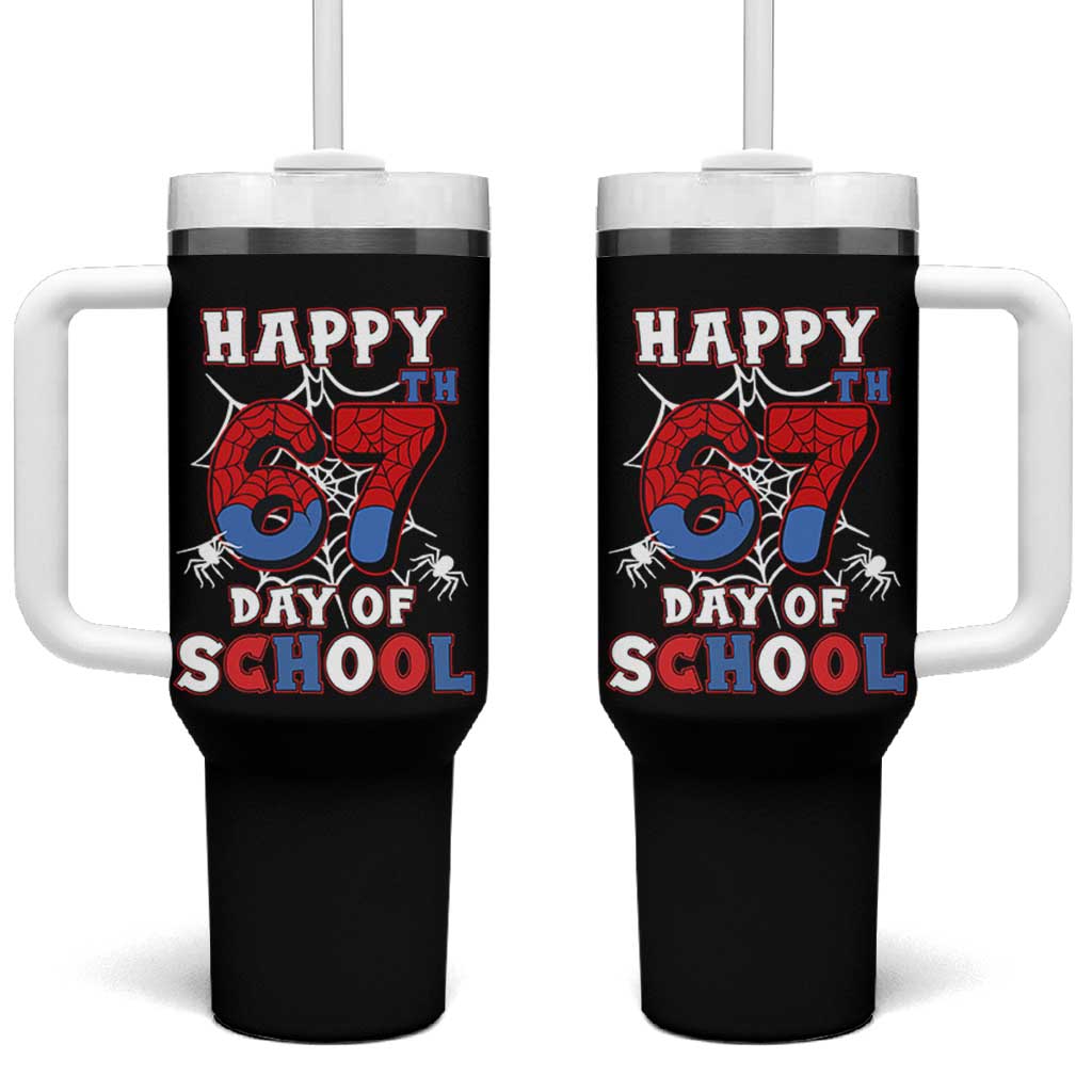 Happy 67th Day Of School Tumbler With Handle Boys Girls Spider 67 Days - Wonder Print Shop