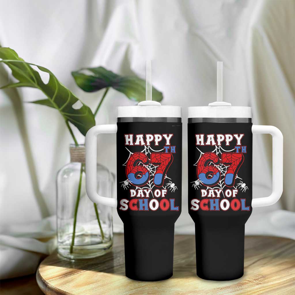 Happy 67th Day Of School Tumbler With Handle Boys Girls Spider 67 Days - Wonder Print Shop