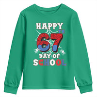 Happy 67th Day Of School Youth Sweatshirt Boys Girls Spider 67 Days - Wonder Print Shop