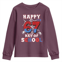 Happy 67th Day Of School Youth Sweatshirt Boys Girls Spider 67 Days - Wonder Print Shop