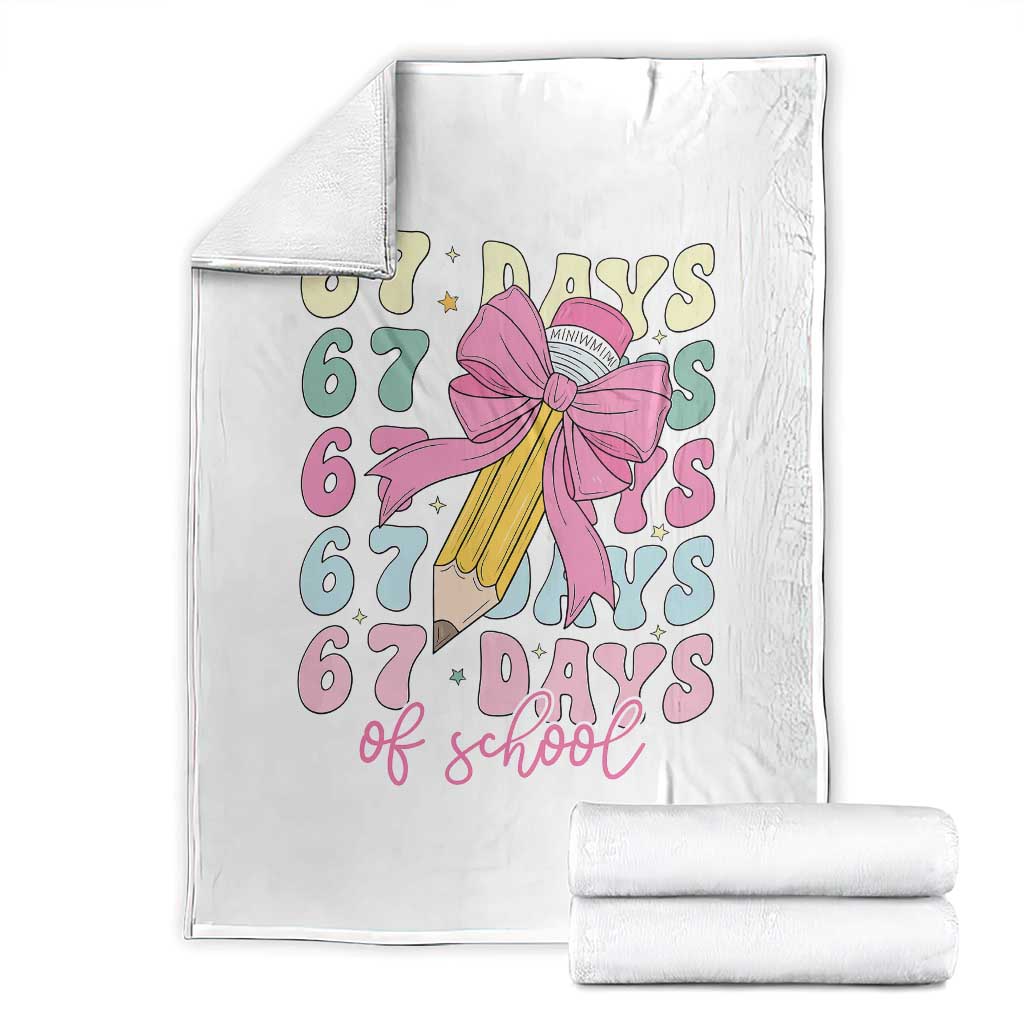 67 Days of School Coquette Bow Throw Blanket Funny Six Seven Meme 67th Day Teacher Student - Wonder Print Shop