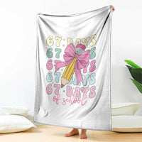67 Days of School Coquette Bow Throw Blanket Funny Six Seven Meme 67th Day Teacher Student - Wonder Print Shop