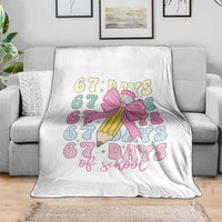 67 Days of School Coquette Bow Throw Blanket Funny Six Seven Meme 67th Day Teacher Student - Wonder Print Shop