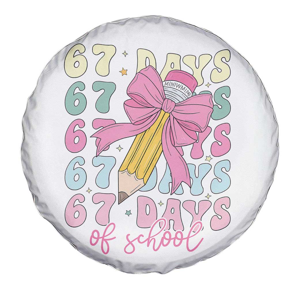 67 Days of School Coquette Bow Spare Tire Cover Funny Six Seven Meme 67th Day Teacher Student - Wonder Print Shop