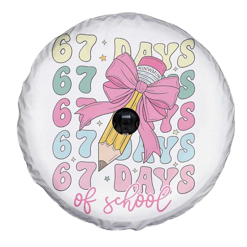 67 Days of School Coquette Bow Spare Tire Cover Funny Six Seven Meme 67th Day Teacher Student - Wonder Print Shop