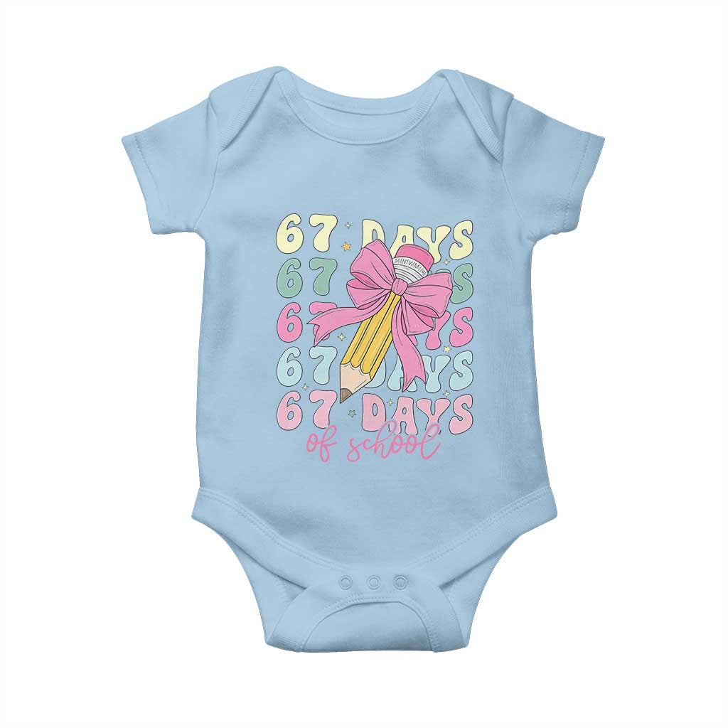 67 Days of School Coquette Bow Baby Onesie Funny Six Seven Meme 67th Day Teacher Student - Wonder Print Shop