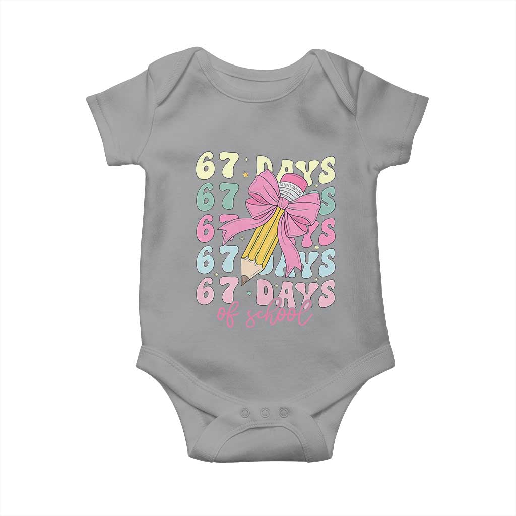 67 Days of School Coquette Bow Baby Onesie Funny Six Seven Meme 67th Day Teacher Student - Wonder Print Shop