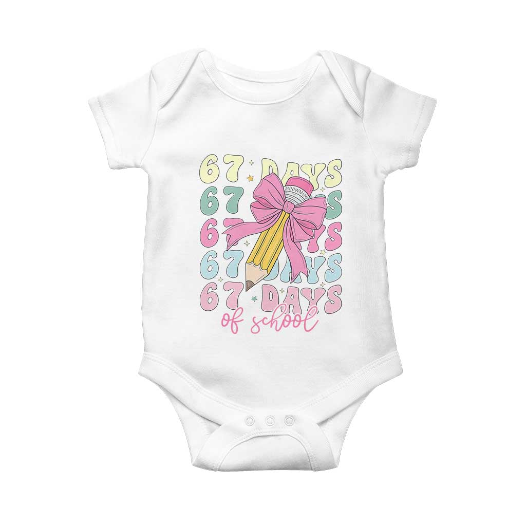 67 Days of School Coquette Bow Baby Onesie Funny Six Seven Meme 67th Day Teacher Student - Wonder Print Shop