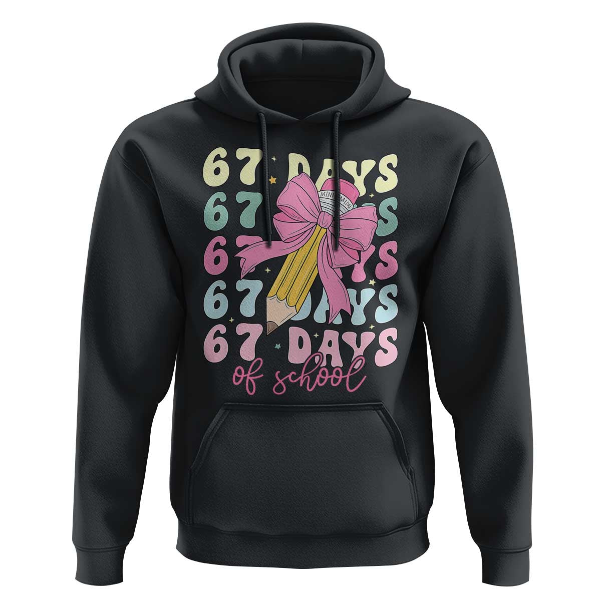 67 Days of School Coquette Bow Hoodie Funny Six Seven Meme 67th Day Teacher Student - Wonder Print Shop