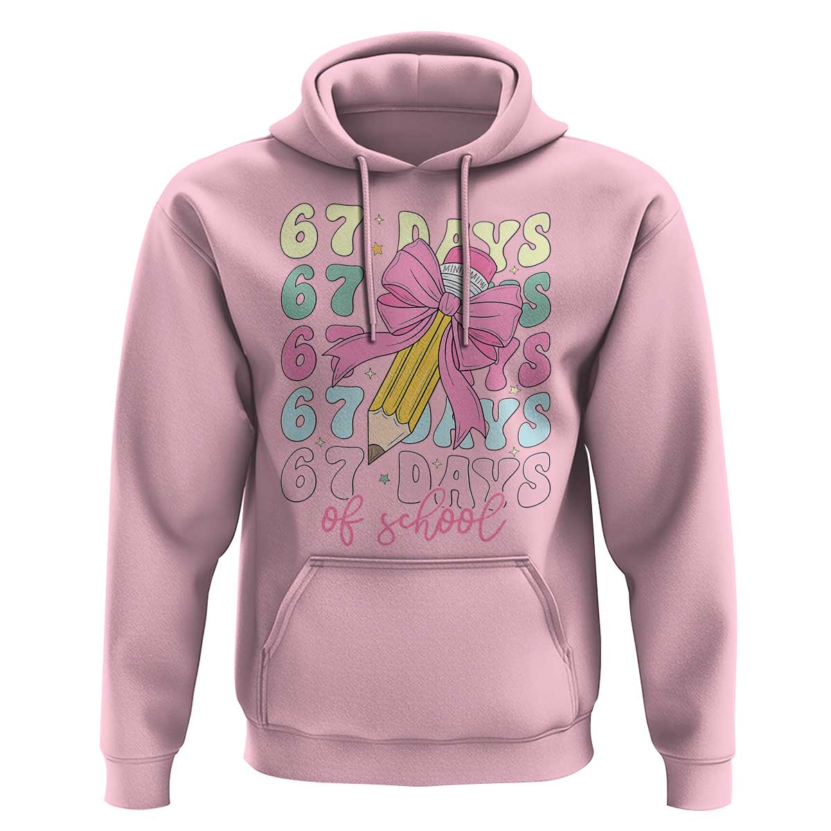 67 Days of School Coquette Bow Hoodie Funny Six Seven Meme 67th Day Teacher Student - Wonder Print Shop