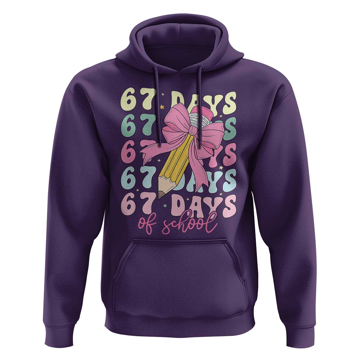 67 Days of School Coquette Bow Hoodie Funny Six Seven Meme 67th Day Teacher Student - Wonder Print Shop