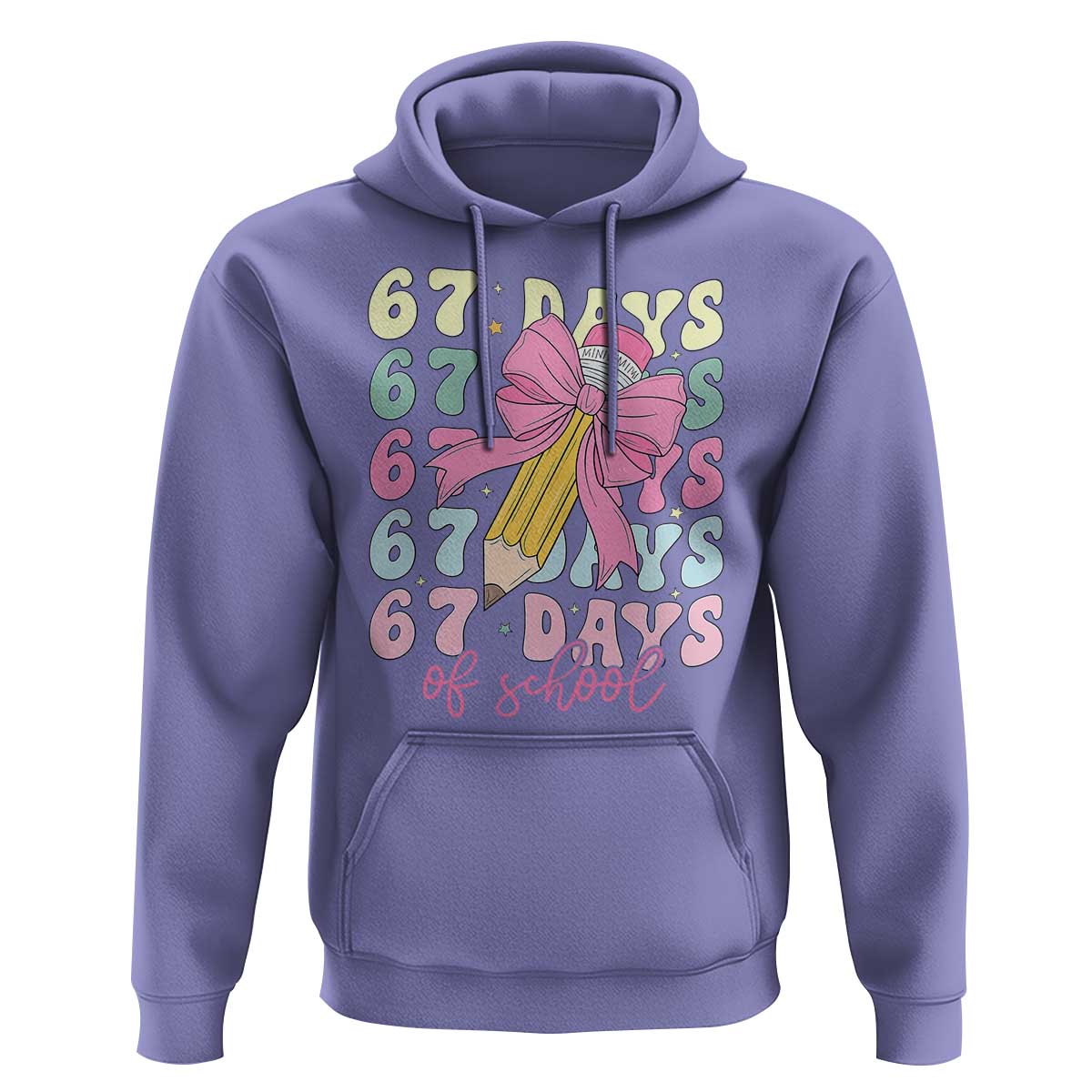 67 Days of School Coquette Bow Hoodie Funny Six Seven Meme 67th Day Teacher Student - Wonder Print Shop