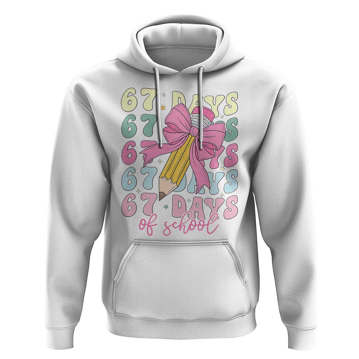 67 Days of School Coquette Bow Hoodie Funny Six Seven Meme 67th Day Teacher Student - Wonder Print Shop