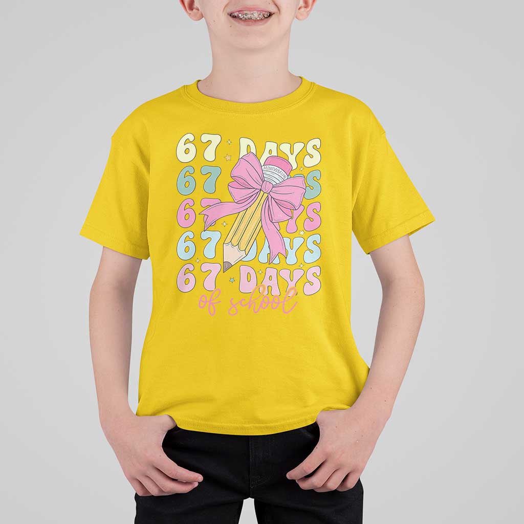 67 Days of School Coquette Bow T Shirt For Kid Funny Six Seven Meme 67th Day Teacher Student - Wonder Print Shop