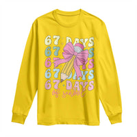 67 Days of School Coquette Bow Long Sleeve Shirt Funny Six Seven Meme 67th Day Teacher Student - Wonder Print Shop