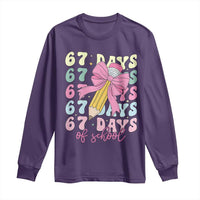 67 Days of School Coquette Bow Long Sleeve Shirt Funny Six Seven Meme 67th Day Teacher Student - Wonder Print Shop