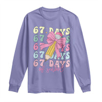 67 Days of School Coquette Bow Long Sleeve Shirt Funny Six Seven Meme 67th Day Teacher Student - Wonder Print Shop