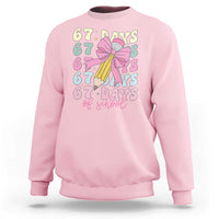 67 Days of School Coquette Bow Sweatshirt Funny Six Seven Meme 67th Day Teacher Student - Wonder Print Shop