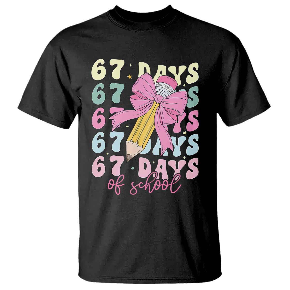 67 Days of School Coquette Bow T Shirt Funny Six Seven Meme 67th Day Teacher Student - Wonder Print Shop