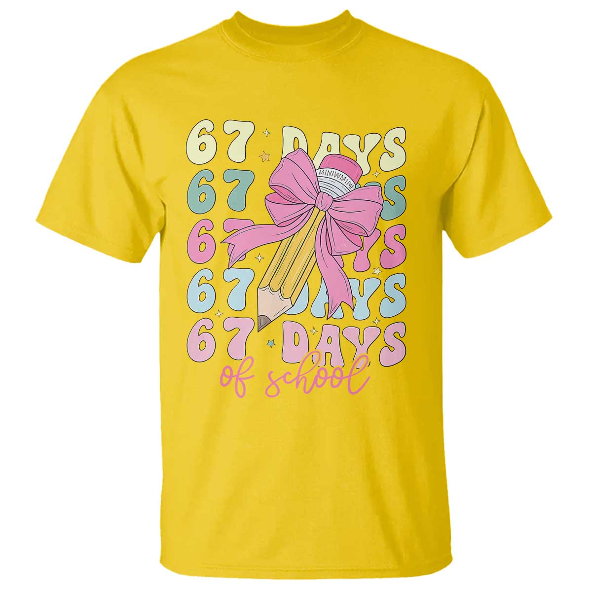 67 Days of School Coquette Bow T Shirt Funny Six Seven Meme 67th Day Teacher Student - Wonder Print Shop