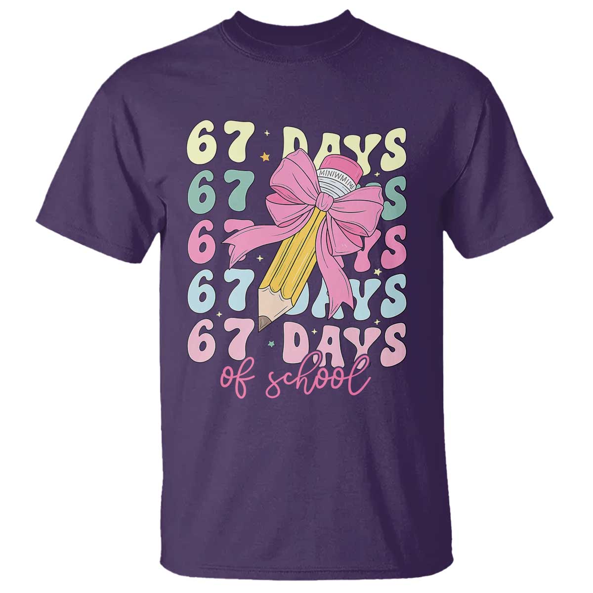 67 Days of School Coquette Bow T Shirt Funny Six Seven Meme 67th Day Teacher Student - Wonder Print Shop