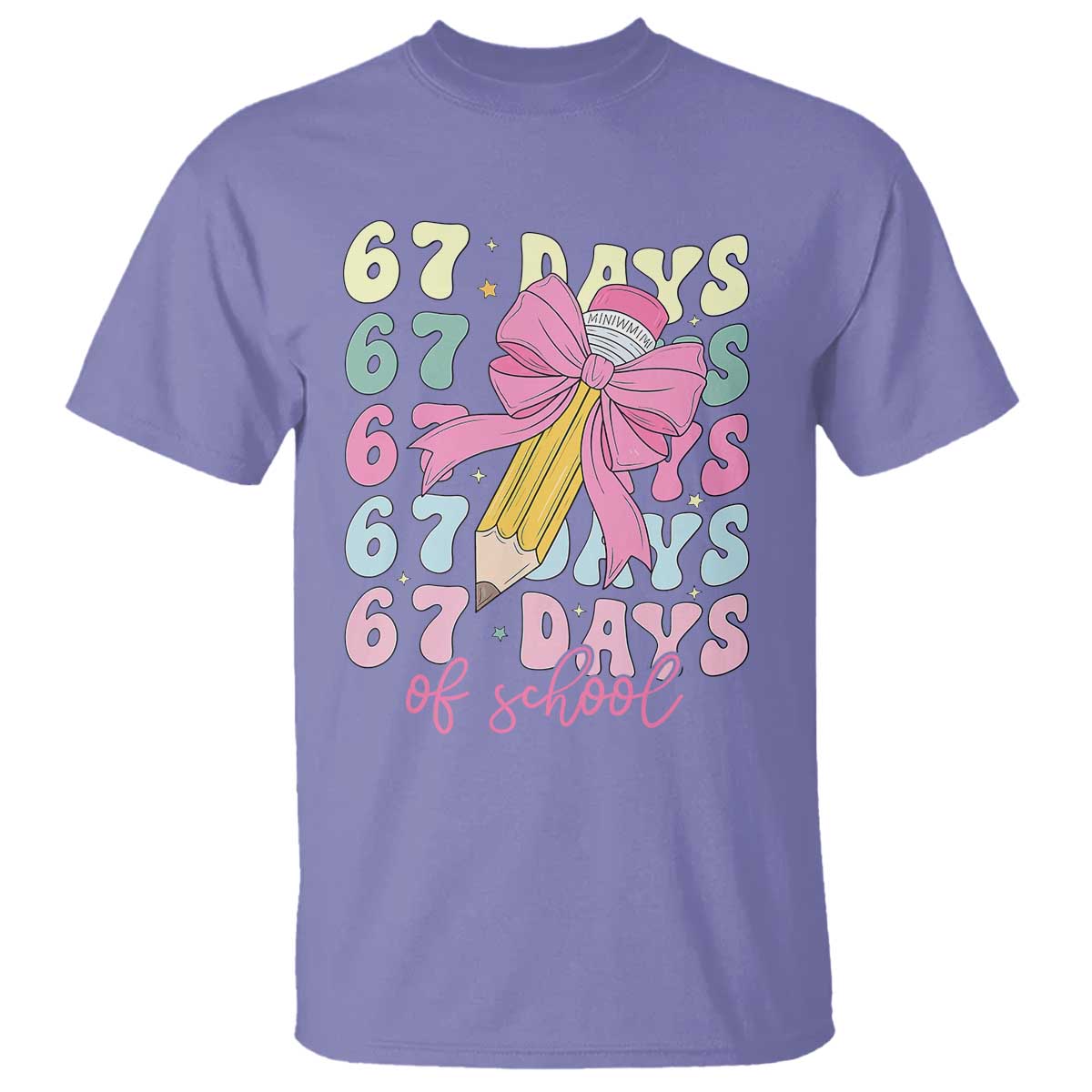 67 Days of School Coquette Bow T Shirt Funny Six Seven Meme 67th Day Teacher Student - Wonder Print Shop