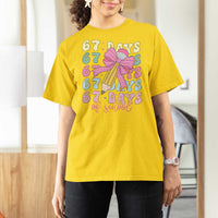 67 Days of School Coquette Bow T Shirt For Women Funny Six Seven Meme 67th Day Teacher Student - Wonder Print Shop