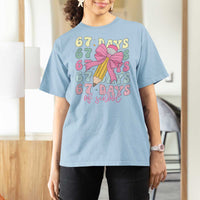 67 Days of School Coquette Bow T Shirt For Women Funny Six Seven Meme 67th Day Teacher Student - Wonder Print Shop