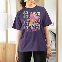 67 Days of School Coquette Bow T Shirt For Women Funny Six Seven Meme 67th Day Teacher Student - Wonder Print Shop