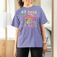 67 Days of School Coquette Bow T Shirt For Women Funny Six Seven Meme 67th Day Teacher Student - Wonder Print Shop