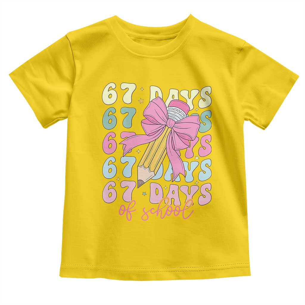 67 Days of School Coquette Bow Toddler T Shirt Funny Six Seven Meme 67th Day Teacher Student - Wonder Print Shop