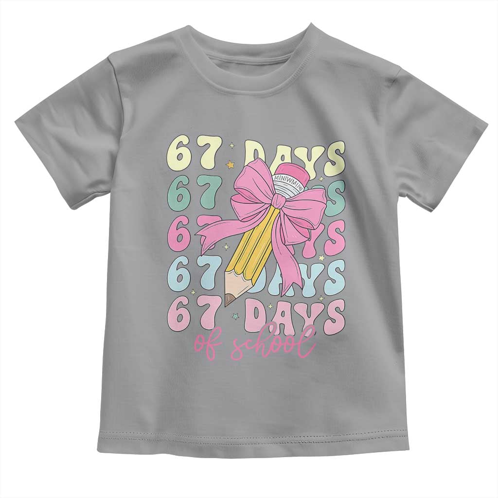 67 Days of School Coquette Bow Toddler T Shirt Funny Six Seven Meme 67th Day Teacher Student - Wonder Print Shop