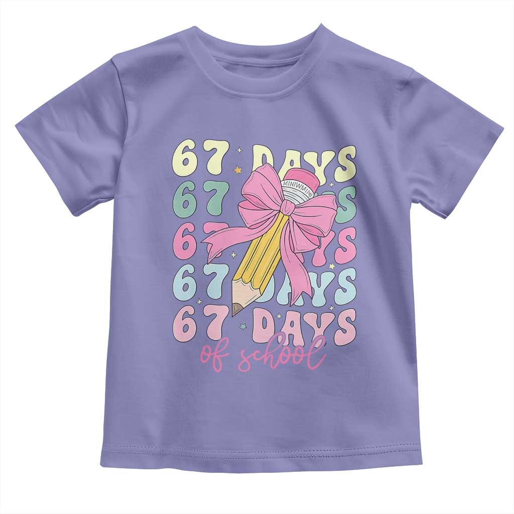 67 Days of School Coquette Bow Toddler T Shirt Funny Six Seven Meme 67th Day Teacher Student - Wonder Print Shop