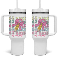 67 Days of School Coquette Bow Tumbler With Handle Funny Six Seven Meme 67th Day Teacher Student - Wonder Print Shop