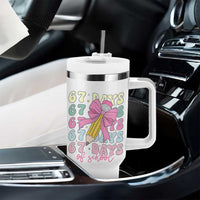 67 Days of School Coquette Bow Tumbler With Handle Funny Six Seven Meme 67th Day Teacher Student - Wonder Print Shop