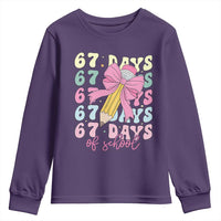 67 Days of School Coquette Bow Youth Sweatshirt Funny Six Seven Meme 67th Day Teacher Student - Wonder Print Shop
