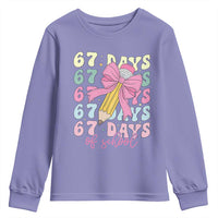 67 Days of School Coquette Bow Youth Sweatshirt Funny Six Seven Meme 67th Day Teacher Student - Wonder Print Shop