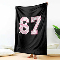 Six Seven Coquette Girl Throw Blanket Funny 67 Meme Gen Alpha Slang Pink Floral Bow Aesthetic - Wonder Print Shop