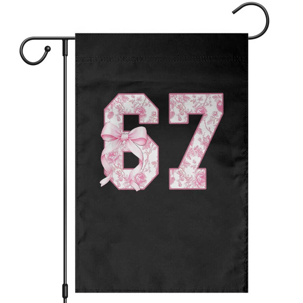 Six Seven Coquette Girl Garden Flag Funny 67 Meme Gen Alpha Slang Pink Floral Bow Aesthetic - Wonder Print Shop