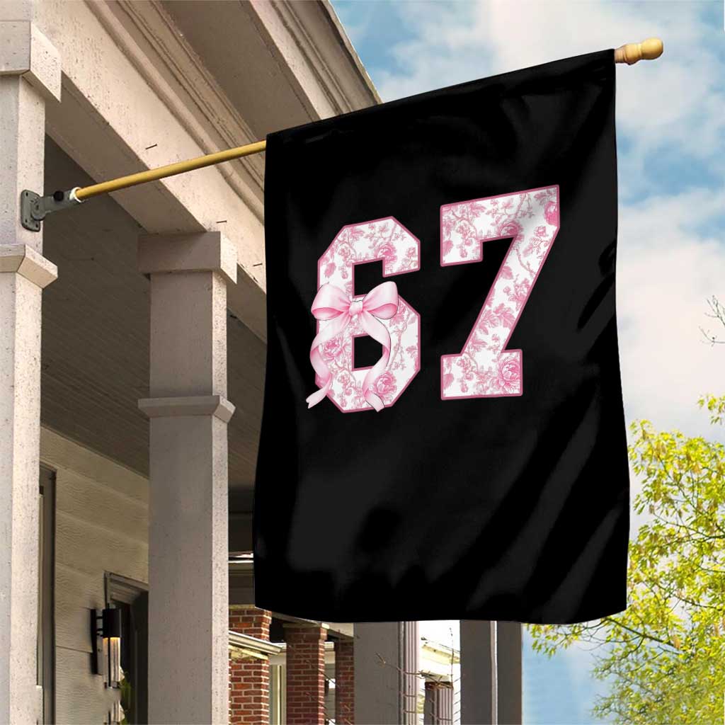 Six Seven Coquette Girl Garden Flag Funny 67 Meme Gen Alpha Slang Pink Floral Bow Aesthetic - Wonder Print Shop