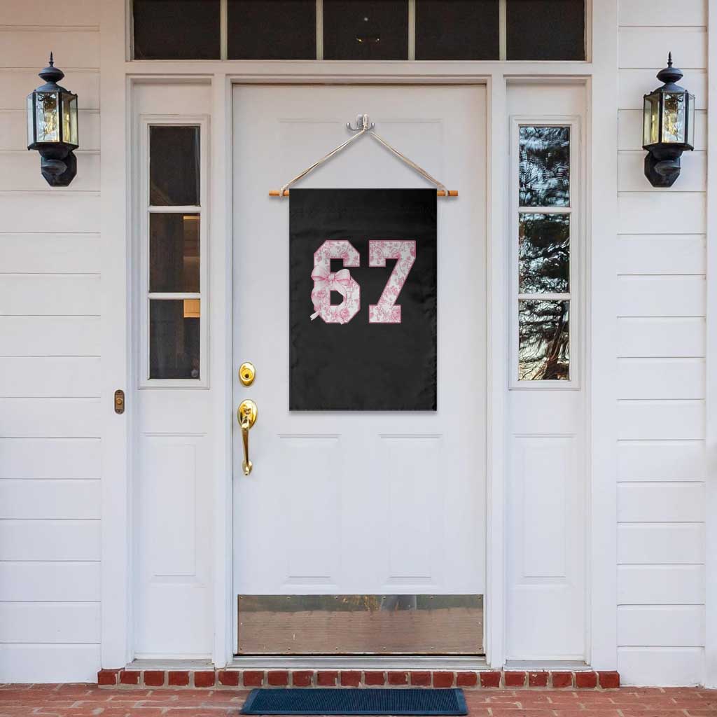 Six Seven Coquette Girl Garden Flag Funny 67 Meme Gen Alpha Slang Pink Floral Bow Aesthetic - Wonder Print Shop