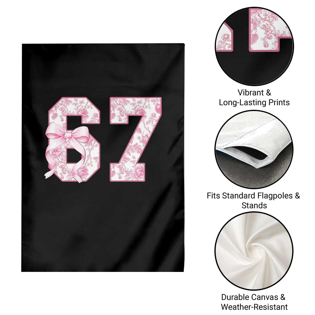 Six Seven Coquette Girl Garden Flag Funny 67 Meme Gen Alpha Slang Pink Floral Bow Aesthetic - Wonder Print Shop