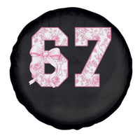 Six Seven Coquette Girl Spare Tire Cover Funny 67 Meme Gen Alpha Slang Pink Floral Bow Aesthetic - Wonder Print Shop