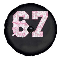 Six Seven Coquette Girl Spare Tire Cover Funny 67 Meme Gen Alpha Slang Pink Floral Bow Aesthetic - Wonder Print Shop