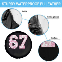 Six Seven Coquette Girl Spare Tire Cover Funny 67 Meme Gen Alpha Slang Pink Floral Bow Aesthetic - Wonder Print Shop