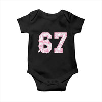 Six Seven Coquette Girl Baby Onesie Funny 67 Meme Gen Alpha Slang Pink Floral Bow Aesthetic - Wonder Print Shop