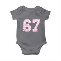 Six Seven Coquette Girl Baby Onesie Funny 67 Meme Gen Alpha Slang Pink Floral Bow Aesthetic - Wonder Print Shop