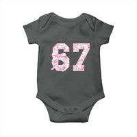 Six Seven Coquette Girl Baby Onesie Funny 67 Meme Gen Alpha Slang Pink Floral Bow Aesthetic - Wonder Print Shop