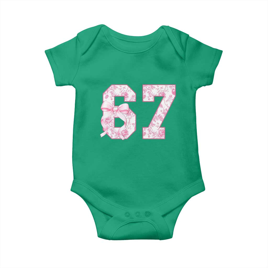 Six Seven Coquette Girl Baby Onesie Funny 67 Meme Gen Alpha Slang Pink Floral Bow Aesthetic - Wonder Print Shop