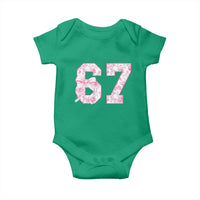 Six Seven Coquette Girl Baby Onesie Funny 67 Meme Gen Alpha Slang Pink Floral Bow Aesthetic - Wonder Print Shop